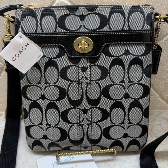 COACH NWT Signature Black/White Crossbody/Shoulder Bag - Picture 3 of 11